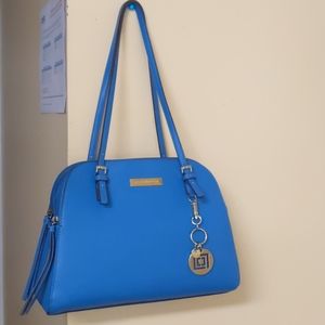Used Liz Claiborne blue shoulder bag, many pockets